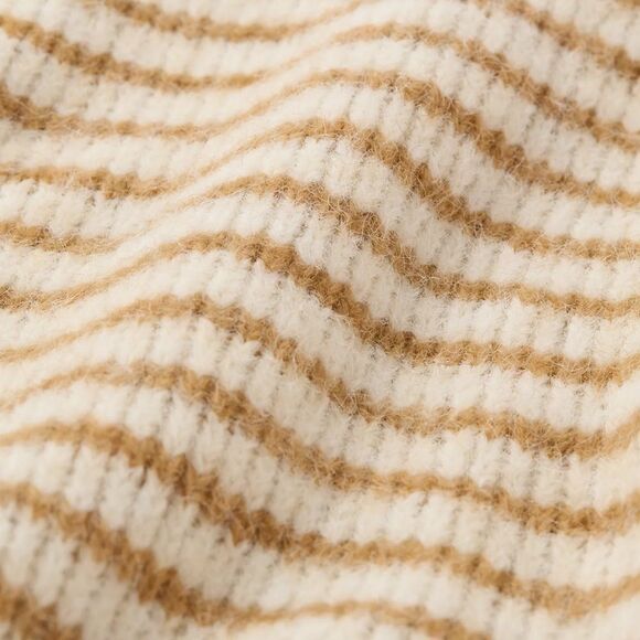 AE M & XL Festive Feels White Tan Stripe Super Soft Crew Sweater - Picture 6 of 16